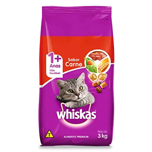 Ração Whiskas Carne Para Gatos Adultos 3 Kg